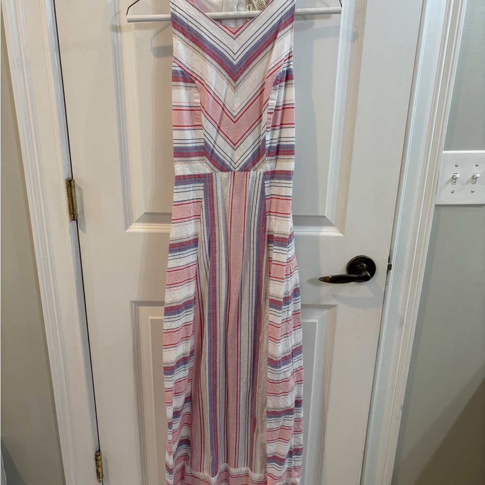 Japna Cotton Dress with Red and Blue Stripes